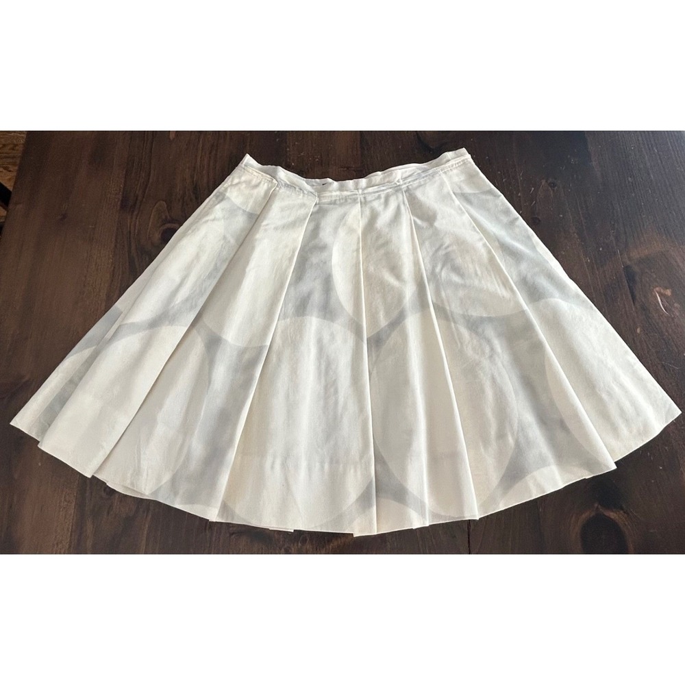 Gap Women Ivory Silk Cotton Blend Pleated Polka Dot Mini Skirt 4 Academia Y2K